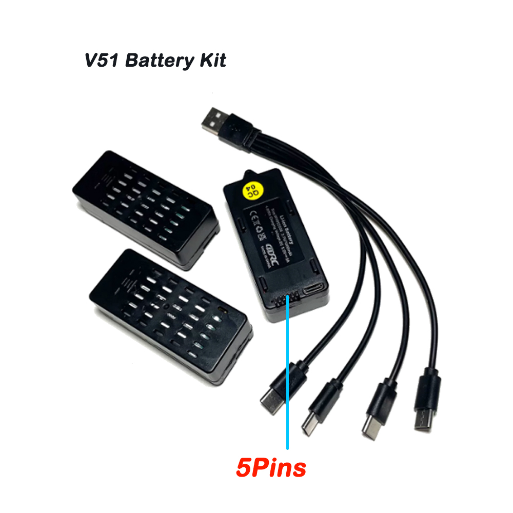 Drone Racing Charger - 3 adet 4D-V51 Pil 3.7V 1300mAh